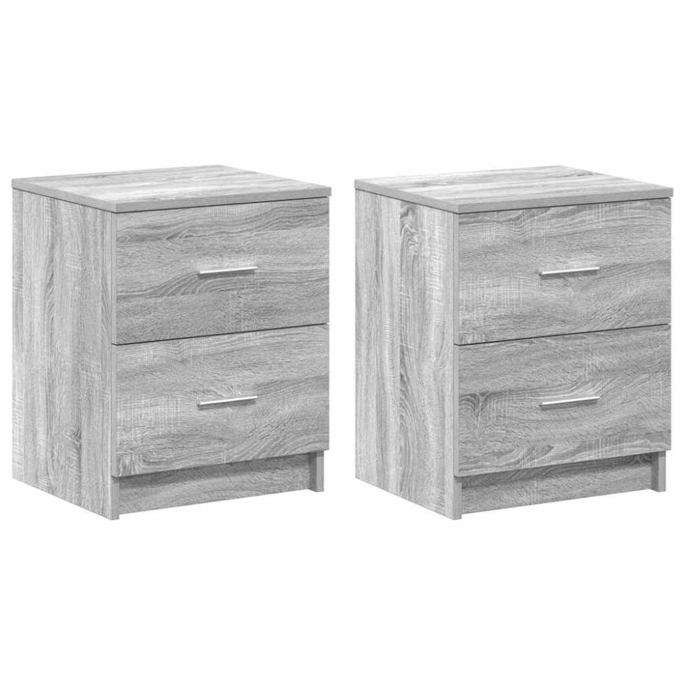 vidaXL Κομοδίνα 2 τεμ. με 2 Συρτάρια Γκρι Sonoma 40x36x50 εκ.