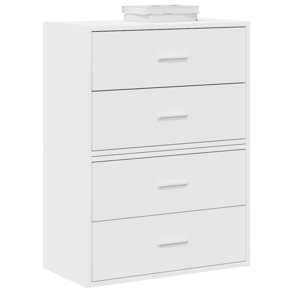 vidaXL Ντουλάπια με 4 συρτάρια 2 τεμάχια Λευκό 60x31x40 cm