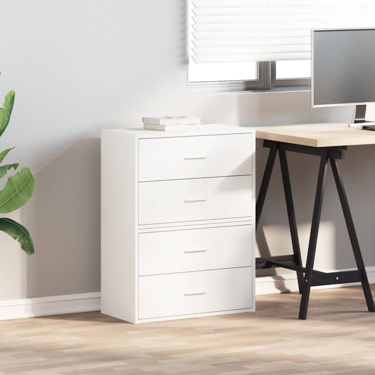 vidaXL Ντουλάπια με 4 συρτάρια 2 τεμάχια Λευκό 60x31x40 cm