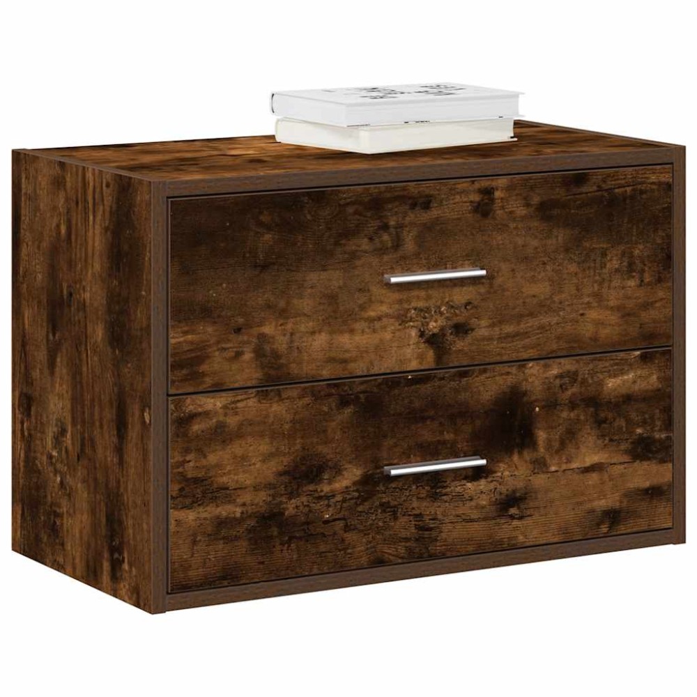 vidaXL Ντουλάπι με 2 συρτάρια Καπνιστή Δρυς 60x31x40εκ. από Επεξ. Ξύλο