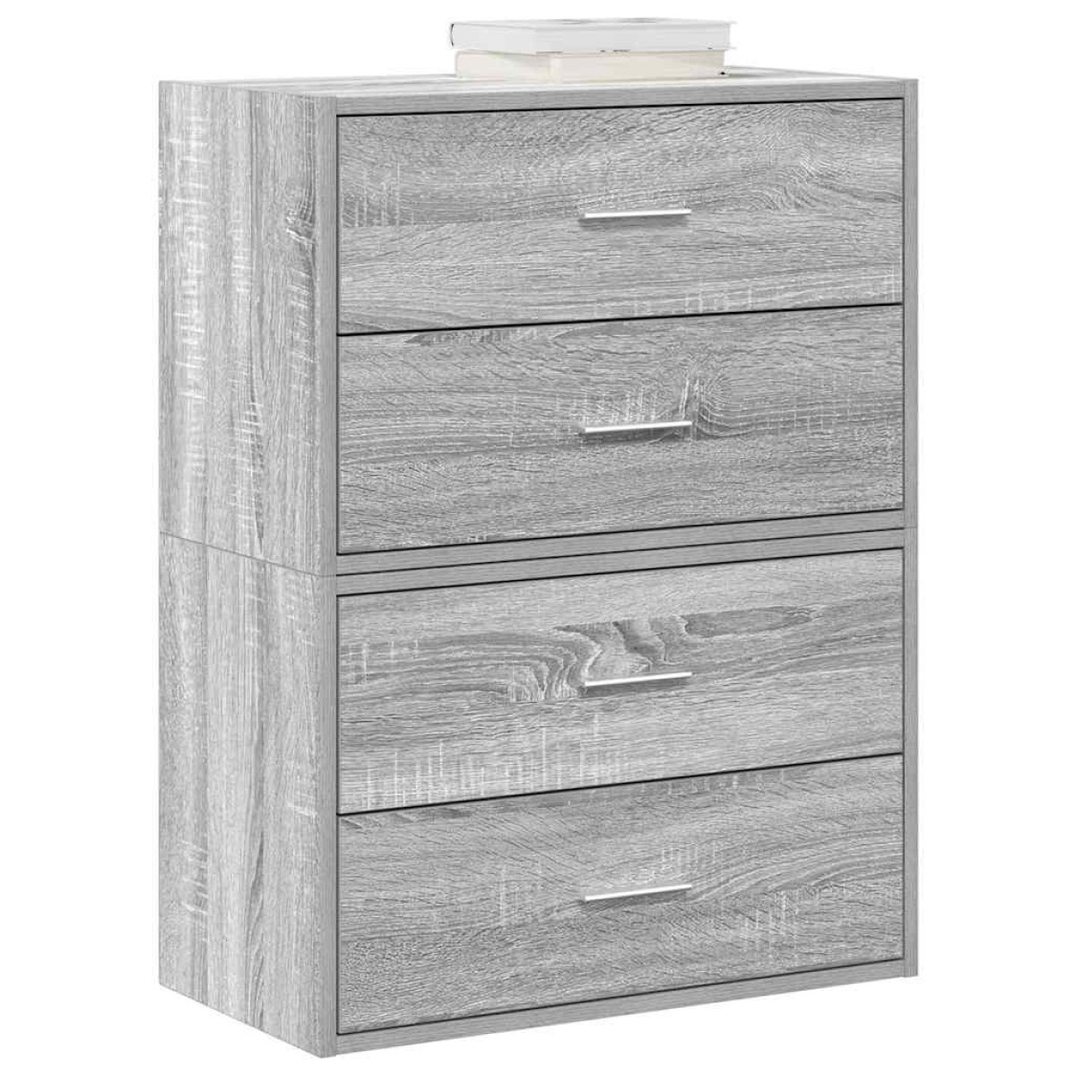 vidaXL Ντουλάπια με 4 συρτάρια 2 τεμ. Γκρι Sonoma 60x31x40 εκ.