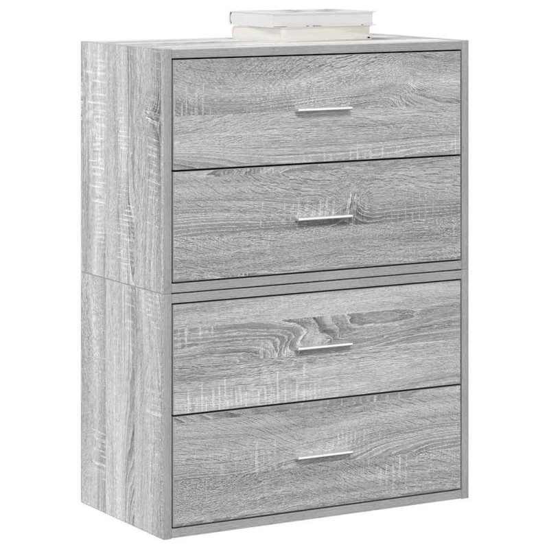 vidaXL Ντουλάπια με 4 συρτάρια 2 τεμ. Γκρι Sonoma 60x31x40 εκ.