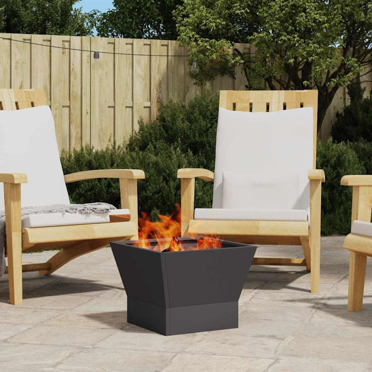 vidaXL Φωτιά σε μπολ Μαύρο 40 x 40 x 35 cm Ατσάλι Σκληρυθέν στον Αέρα