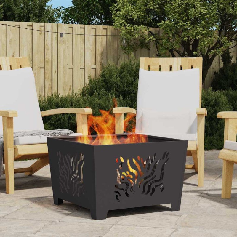 vidaXL Φωτιά Μαύρο 60 x 60 x 40 cm Ατσάλι σκληρυθέν στον αέρα