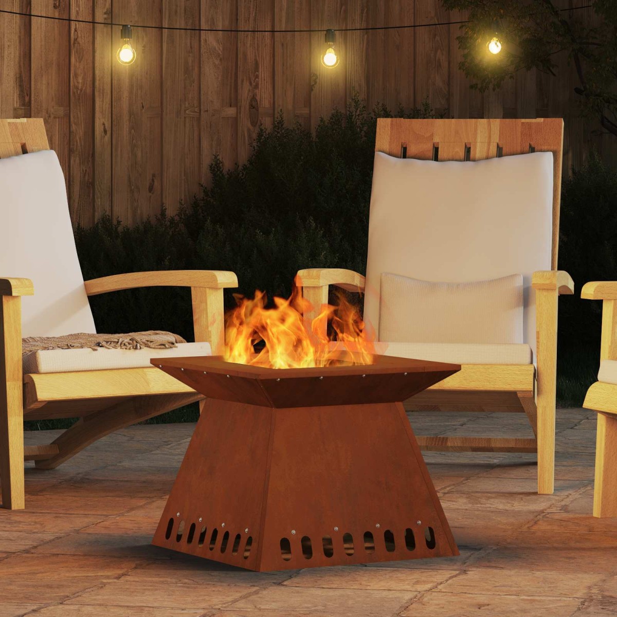 vidaXL Φωτιά Μπολ Σκ rusty 48 x 48 x 40 εκ Ατσάλι Σκληρυθέν στον Αέρα