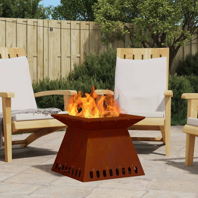 vidaXL Φωτιά Μπολ Σκ rusty 48 x 48 x 40 εκ Ατσάλι Σκληρυθέν στον Αέρα