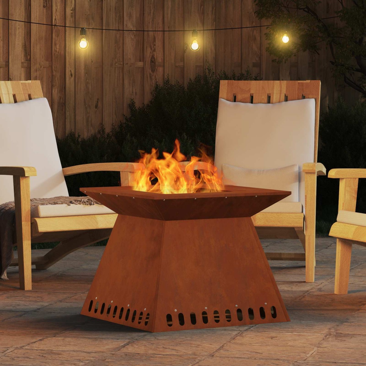 vidaXL Φωτιά Μπολ Σκ rusty 60 x 60 x 50 εκ Ατσάλι Σκληρυθέν στον Αέρα