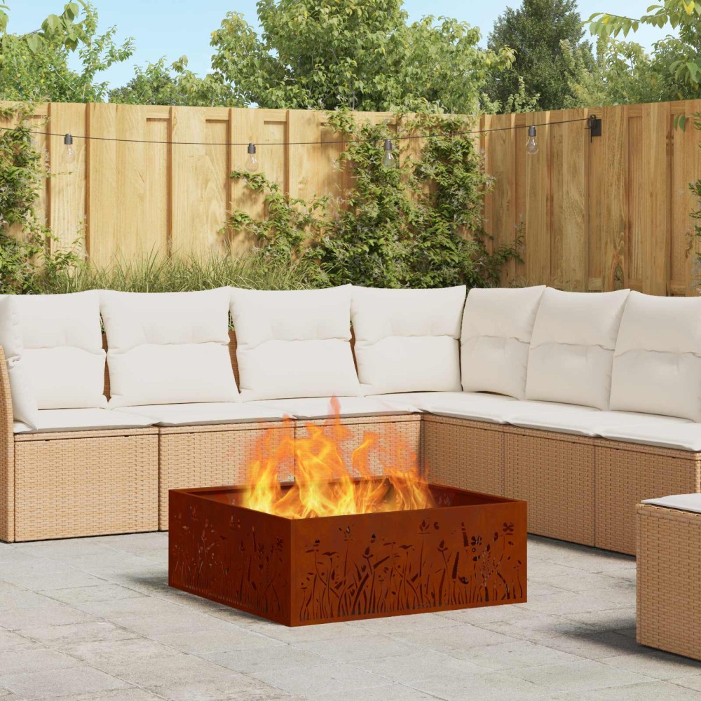 vidaXL Φωτιά Κουβά Σκ rusty 80 x 80 x 30 cm Ατσάλι Σκληρυθέν στον Αέρα