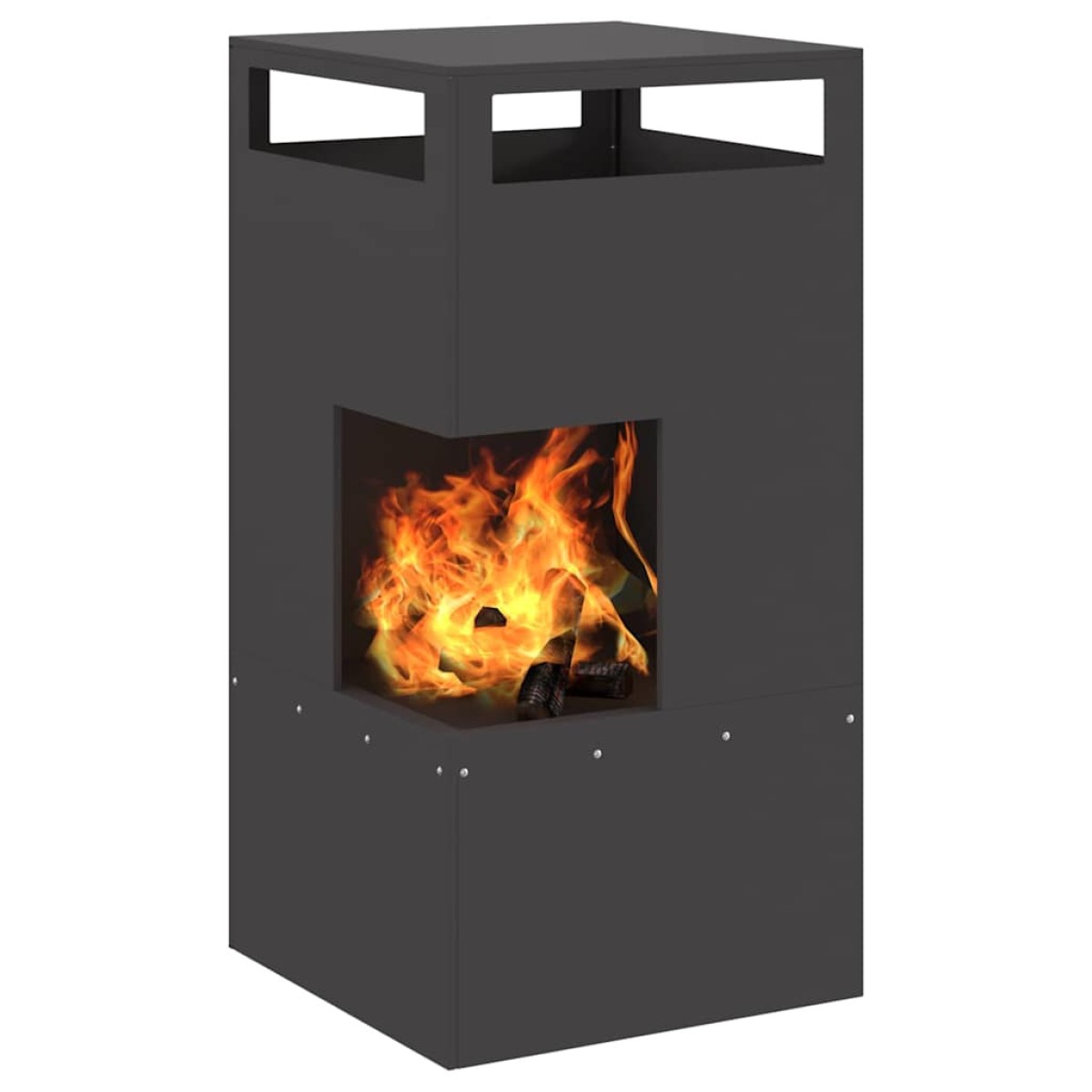 vidaXL Φωτιά Μπολ Μαύρο 50 x 50 x 100 cm Ατσάλι Σκληρυθέν στον Αέρα