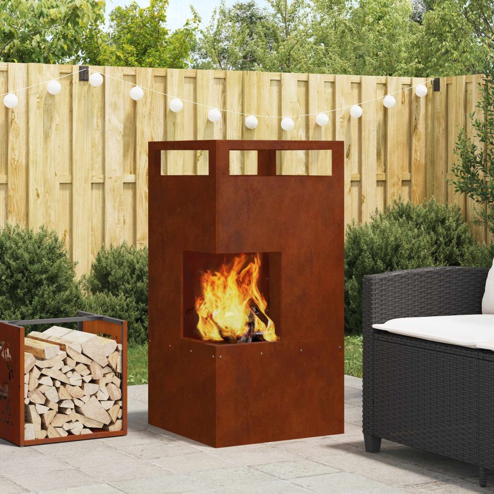vidaXL Φωτιά Μπολ Καφέ 50 x 50 x 100 cm Ατσάλι Σκληρυθέν στον Αέρα