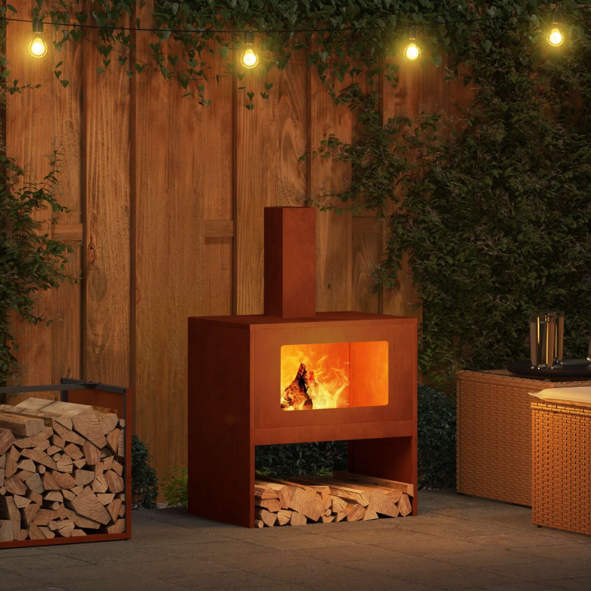 vidaXL Φωτιά Σκ rusty 60 x 40 x 96 εκ. Ατσάλι Σκληρυθέν στον Αέρα