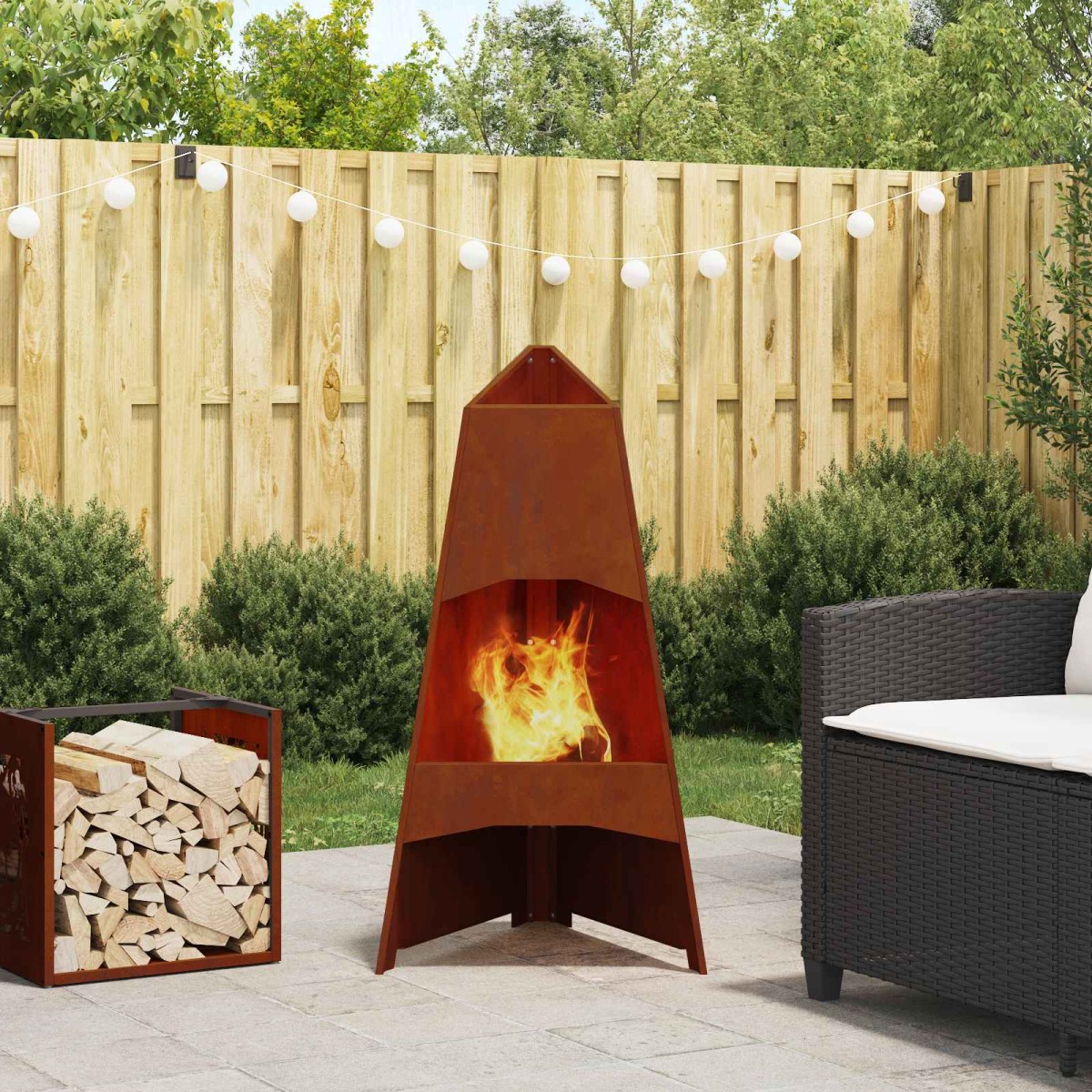 vidaXL Φωτιά Μπολ Σκ rusty 50 x 50 x 95 εκ Ατσάλι Σκληρυθέν στον Αέρα