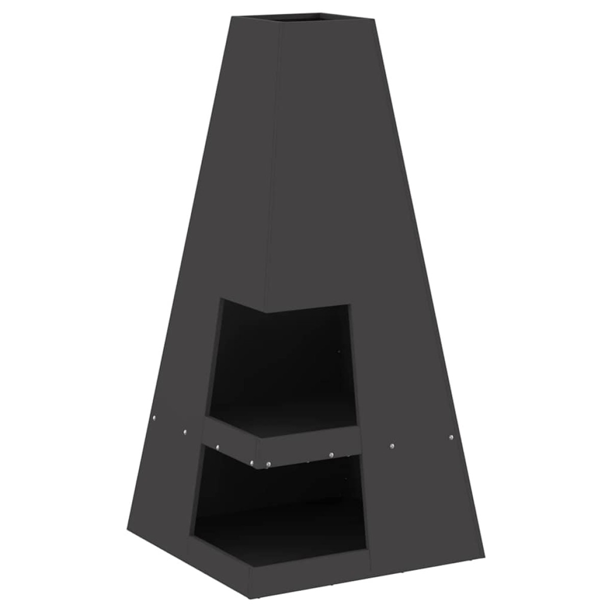 vidaXL Φωτιά Μπολ Μαύρο 50 x 50 x 100 cm Ατσάλι Σκληρυθέν στον Αέρα