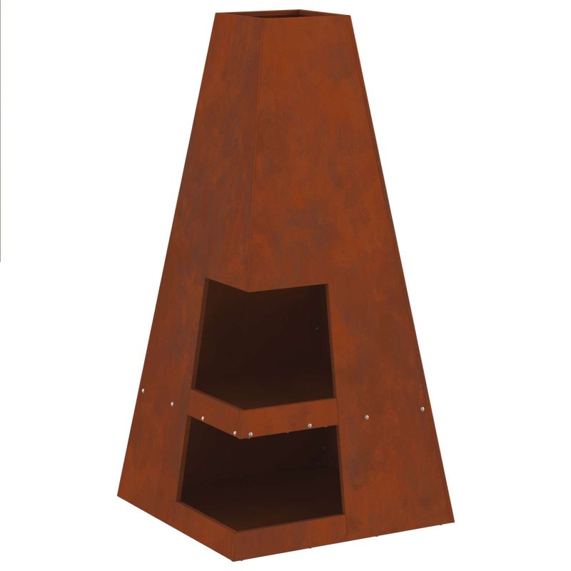 vidaXL Φωτιά Μπολ Καφέ 50 x 50 x 100 cm Ατσάλι Σκληρυθέν στον Αέρα