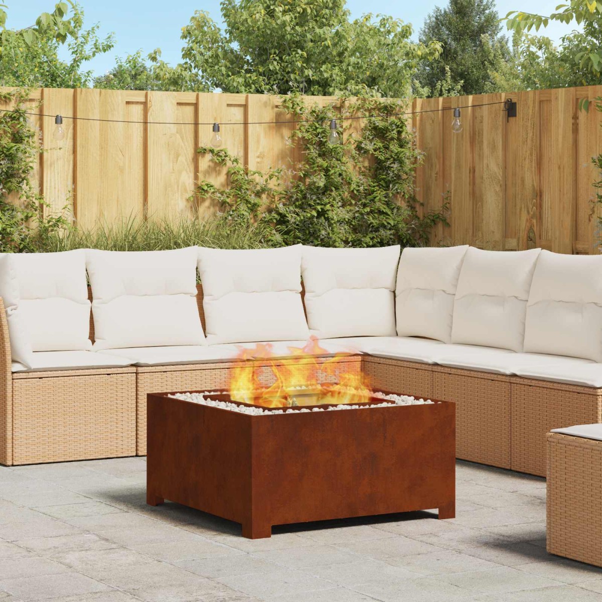 vidaXL Φωτιά Μπολ Σκ rusty 80 x 80 x 40 cm Ατσάλι Σκληρυθέν στον Αέρα