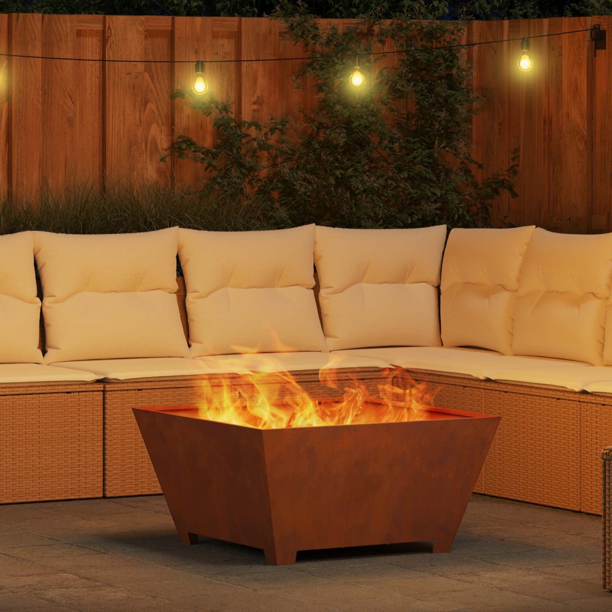 vidaXL Φωτιά Μπολ Σκ rusty 80 x 80 x 40 cm Ατσάλι Σκληρυθέν στον Αέρα