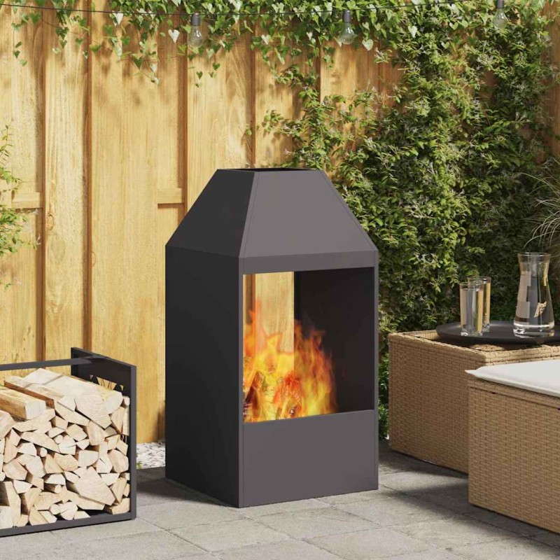 vidaXL Φωτιά σε μπολ Μαύρο 50 x 50 x 100 cm Ατσάλι Σκληρυθέν στον Αέρα