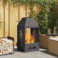 vidaXL Φωτιά σε μπολ Μαύρο 50 x 50 x 100 cm Ατσάλι Σκληρυθέν στον Αέρα