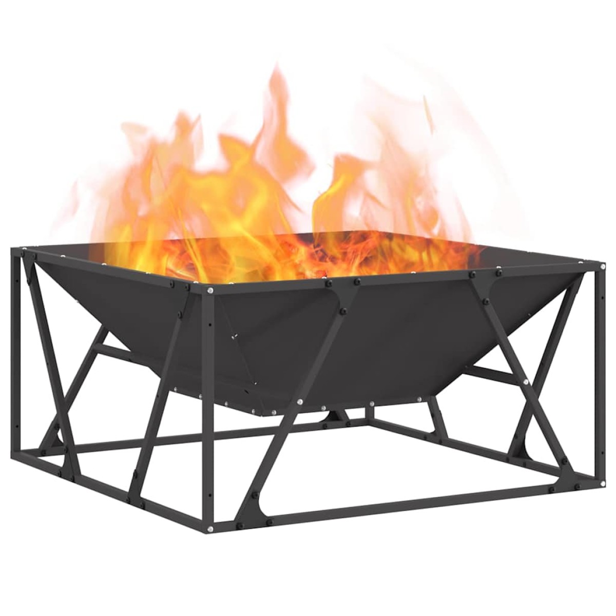 vidaXL Φωτιά Μπολ Μαύρο 80 x 80 x 40 cm Ατσάλι Σκληρυθέν στον Αέρα