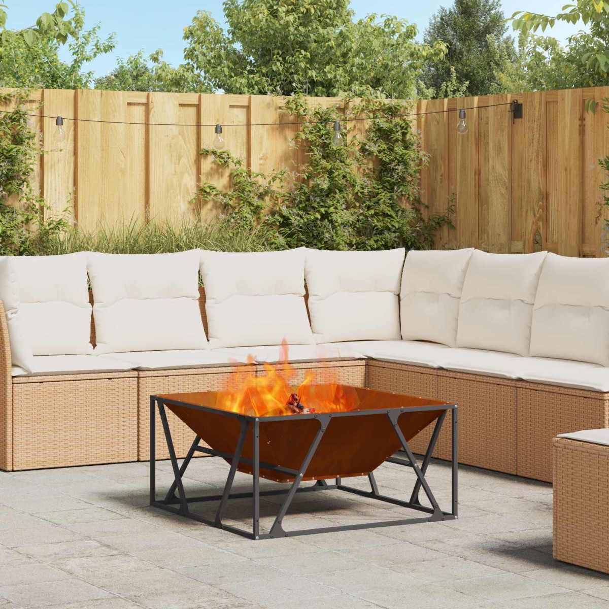 vidaXL Φωτιά Μπολ Σκ rusty 80 x 80 x 40 cm Ατσάλι Σκληρυθέν στον Αέρα
