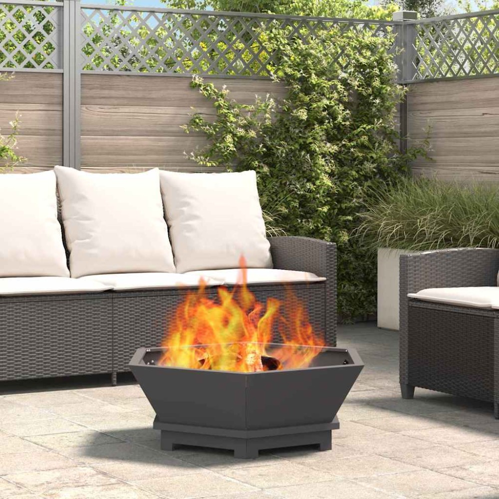 vidaXL Φωτιά Μπολ Μαύρο 75 x 75 x 28 εκ. Ατσάλι Σκληρυθέν στον Αέρα