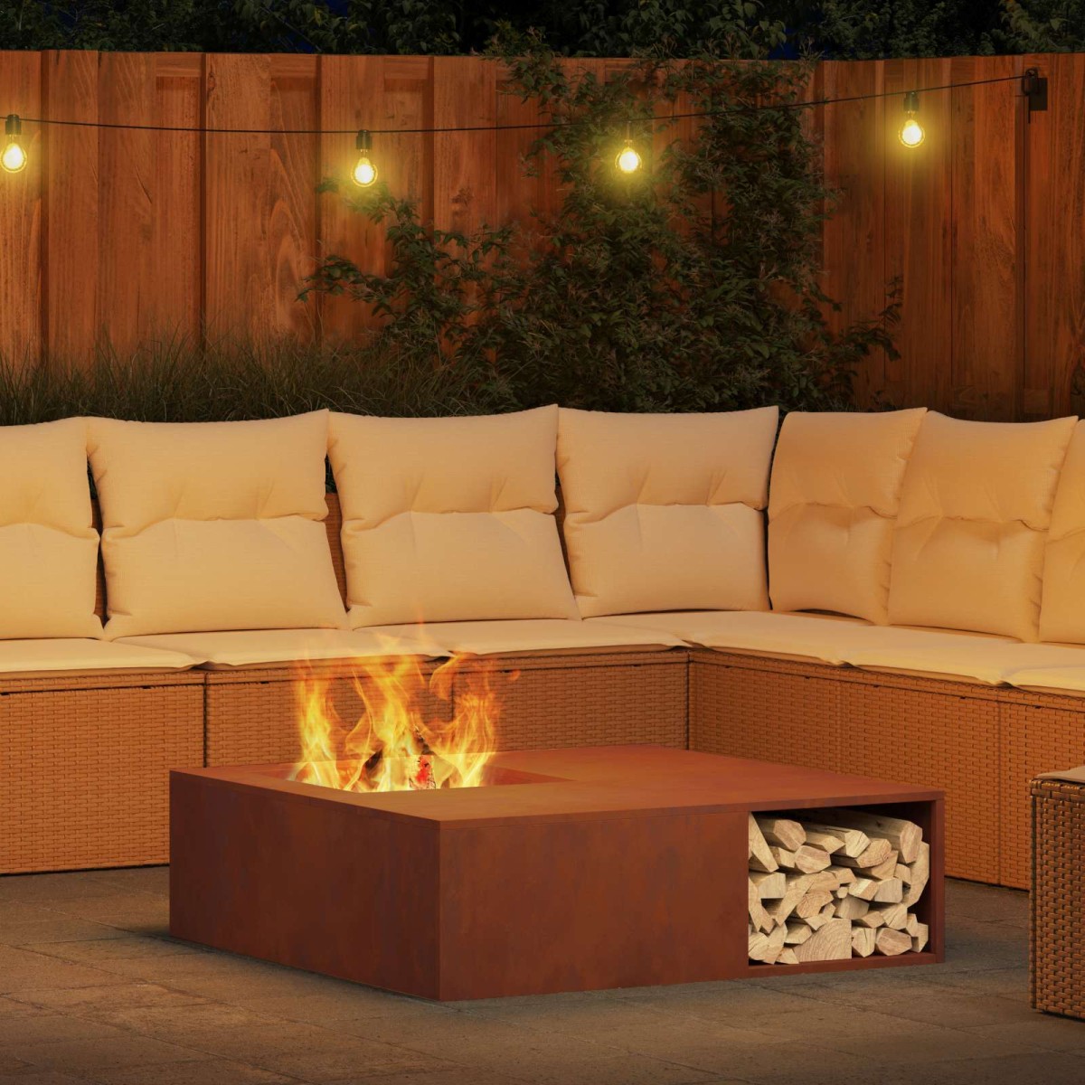 vidaXL Φωτιά Σκ rusty 100 x 100 x 30 cm Ατσάλι Σκληρυθέν στον Αέρα