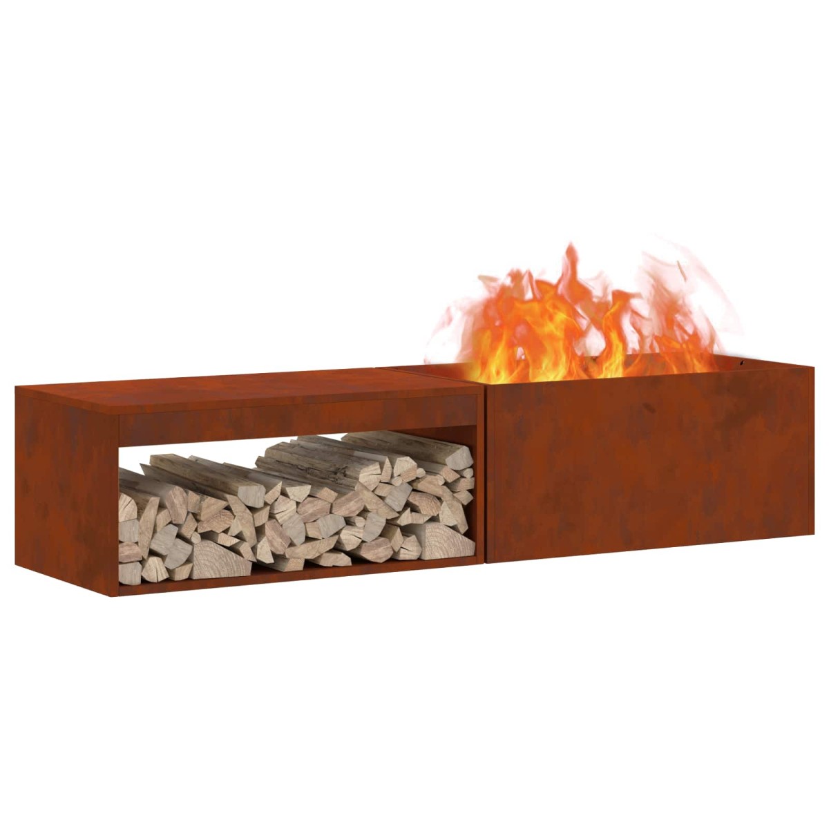 vidaXL Φωτιά Μπολ Σκ rusty 160 x 45 x 35 εκ Ατσάλι Σκληρυθέν στον Αέρα
