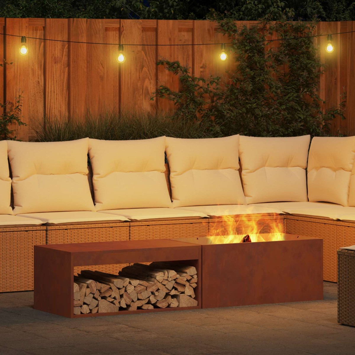 vidaXL Φωτιά Μπολ Σκ rusty 160 x 45 x 35 εκ Ατσάλι Σκληρυθέν στον Αέρα