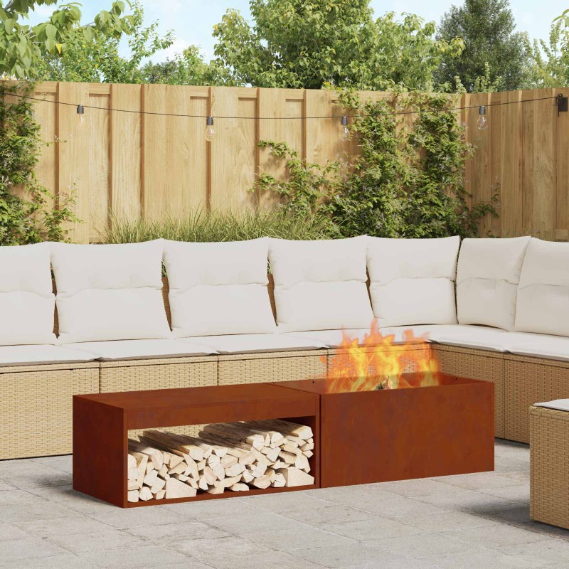 vidaXL Φωτιά Μπολ Σκ rusty 160 x 45 x 35 εκ Ατσάλι Σκληρυθέν στον Αέρα