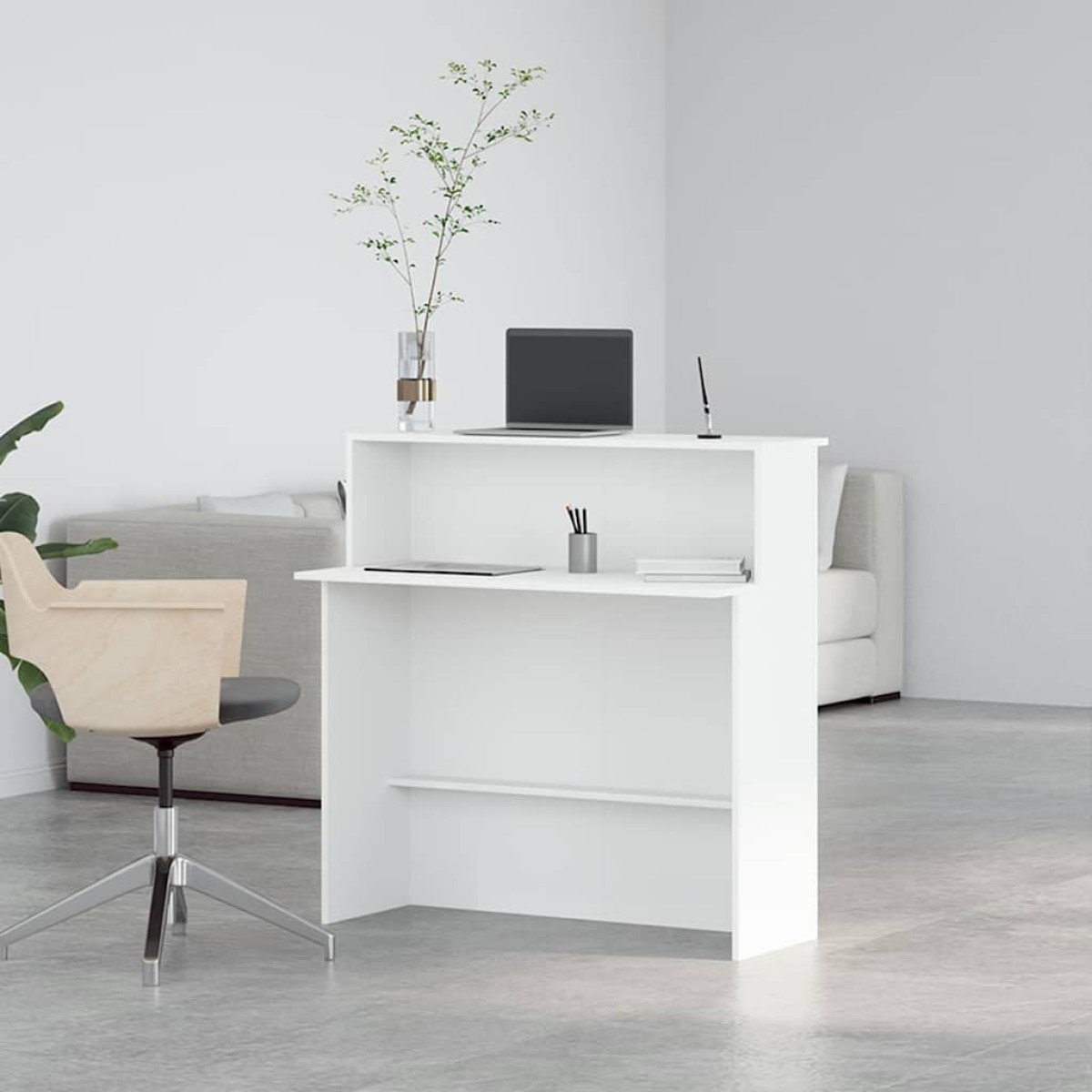 vidaXL Γραφείο Υποδοχής Λευκό 100x50x103,5 εκ. από Τεχνητό Ξύλο