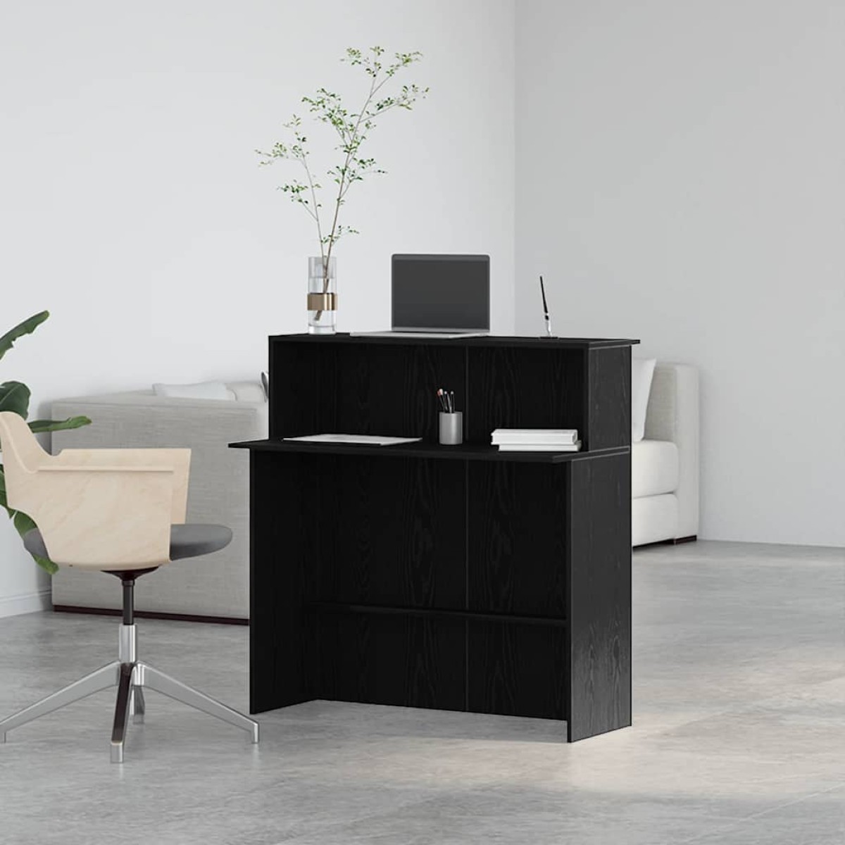 vidaXL Γραφείο υποδοχής Μαύρο 100x50x103,5 cm Κατασκευασμένο ξύλο