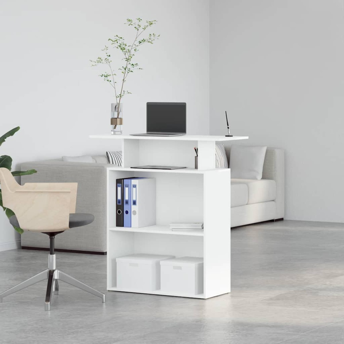 vidaXL Γραφείο Υποδοχής Λευκό 100x40x104 εκ. από Τεχνητό Ξύλο