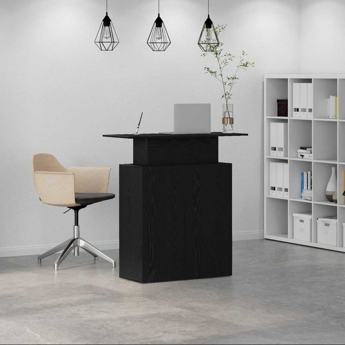 vidaXL Γραφείο Υποδοχής Μαύρο 100x40x104 εκ. από Τεχνητό Ξύλο