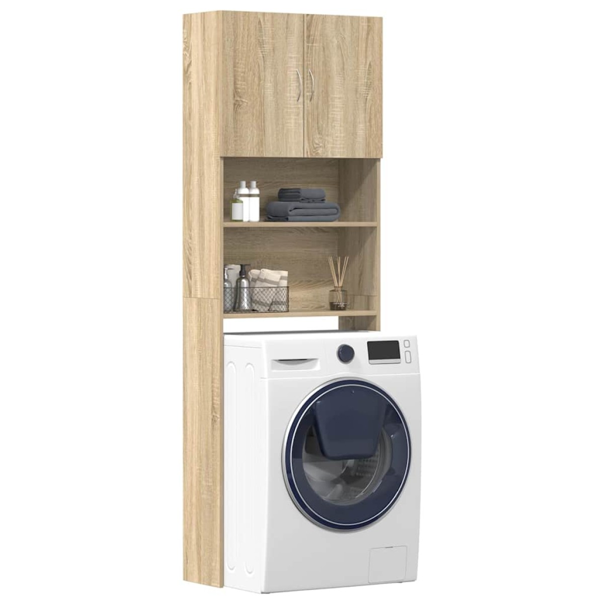 vidaXL Ντουλάπι Πλυντηρίου Χρώμα Sonoma Δρυς 64x24x190 εκ Επεξ. Ξύλο
