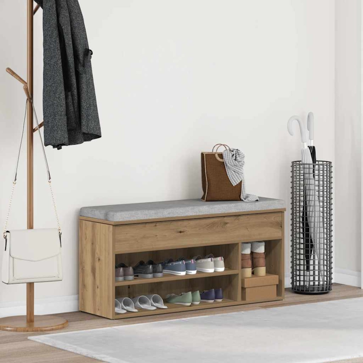 Πάγκος παπουτσιών vidaXL Artisan Oak 102x30,5x45cm Κατασκευασμένο ξύλο