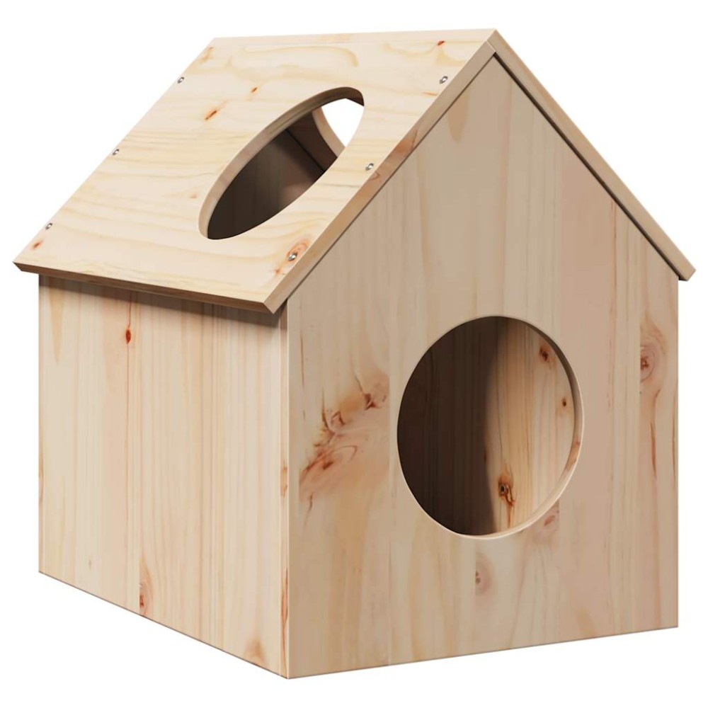 vidaXL Σπίτι για γάτες 41x50x50 cm από μασίφ ξύλο πεύκο