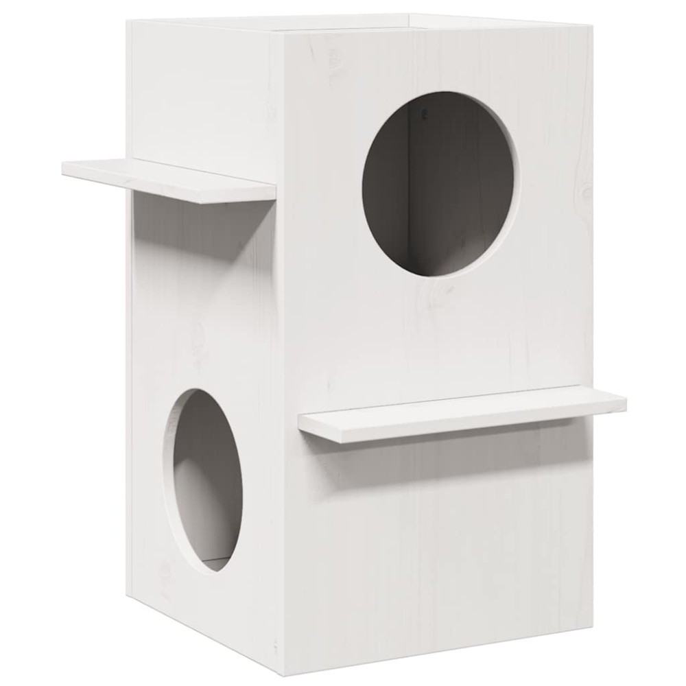 vidaXL σπιτάκι για γάτες Λευκό 43x43x60 cm από μασίφ ξύλο πεύκο