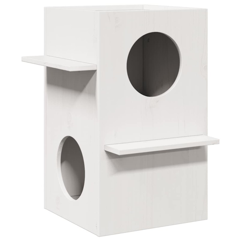 vidaXL σπιτάκι για γάτες Λευκό 43x43x60 cm από μασίφ ξύλο πεύκο