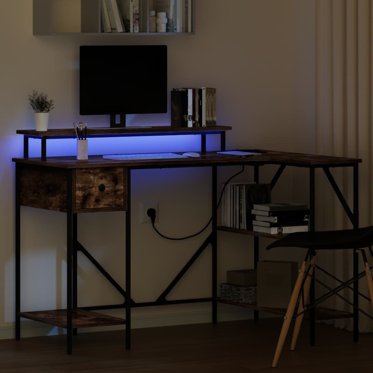vidaXL Γραφείο Καπνιστό Δρύς 120 x 79 x 86,5 εκ. Επεξεργασμένο Ξύλο