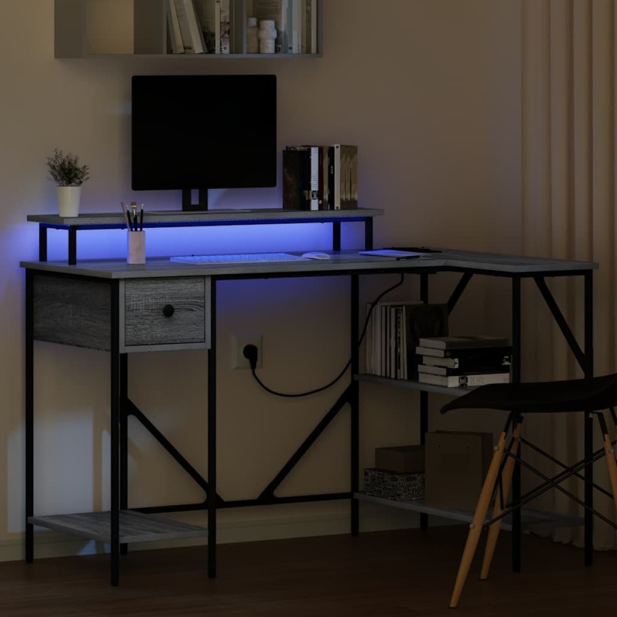 vidaXL Γραφείο Γκρίζο Σονομα 120 x 79 x 86,5 εκ. Επεξεργασμένο Ξύλο