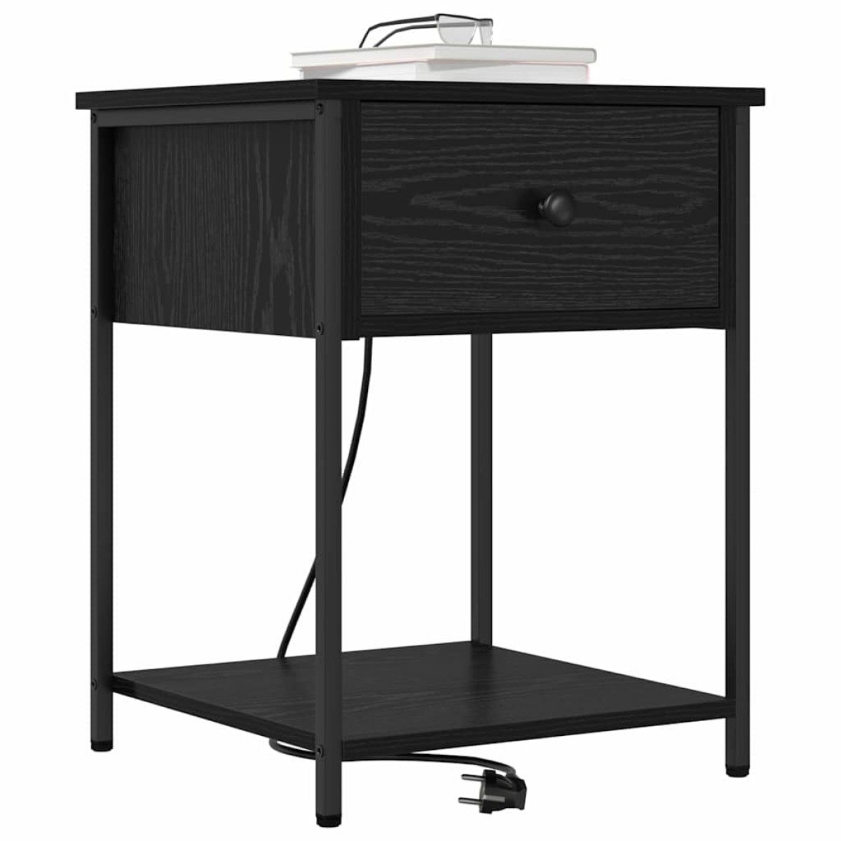 vidaXL Κομοδίνο Μαύρη Οξυά 42 x 41 x 56 εκ. Επεξεργασμένο Ξύλο