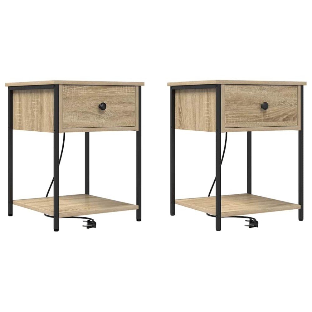 vidaXL Κομοδίνο 2 τεμ. Δρύς Sonoma 42 x 41 x 56 εκ. Επεξεργασμένο Ξύλο