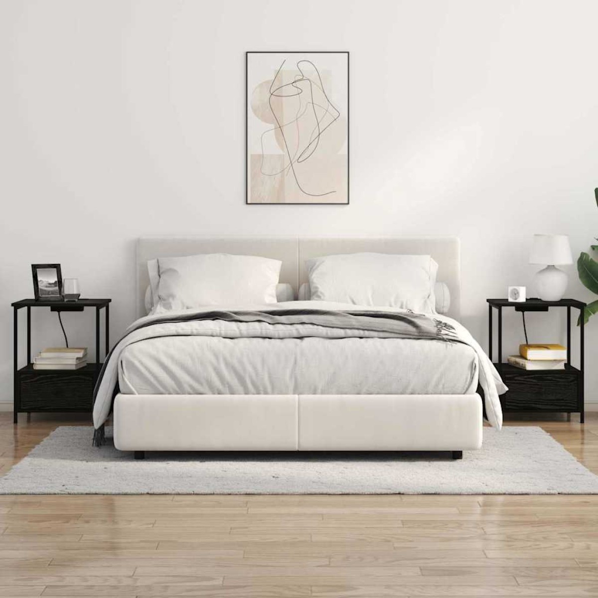 vidaXL Κομοδίνο Μαύρη Οξυά 42 x 41 x 56 εκ. Επεξεργασμένο Ξύλο