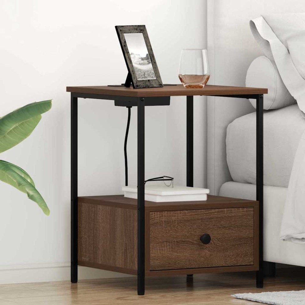vidaXL Κομοδίνο 2 τμχ. Καφέ δρυς 42 x 41 x 56 εκ. Επεξεργασμένο Ξύλο