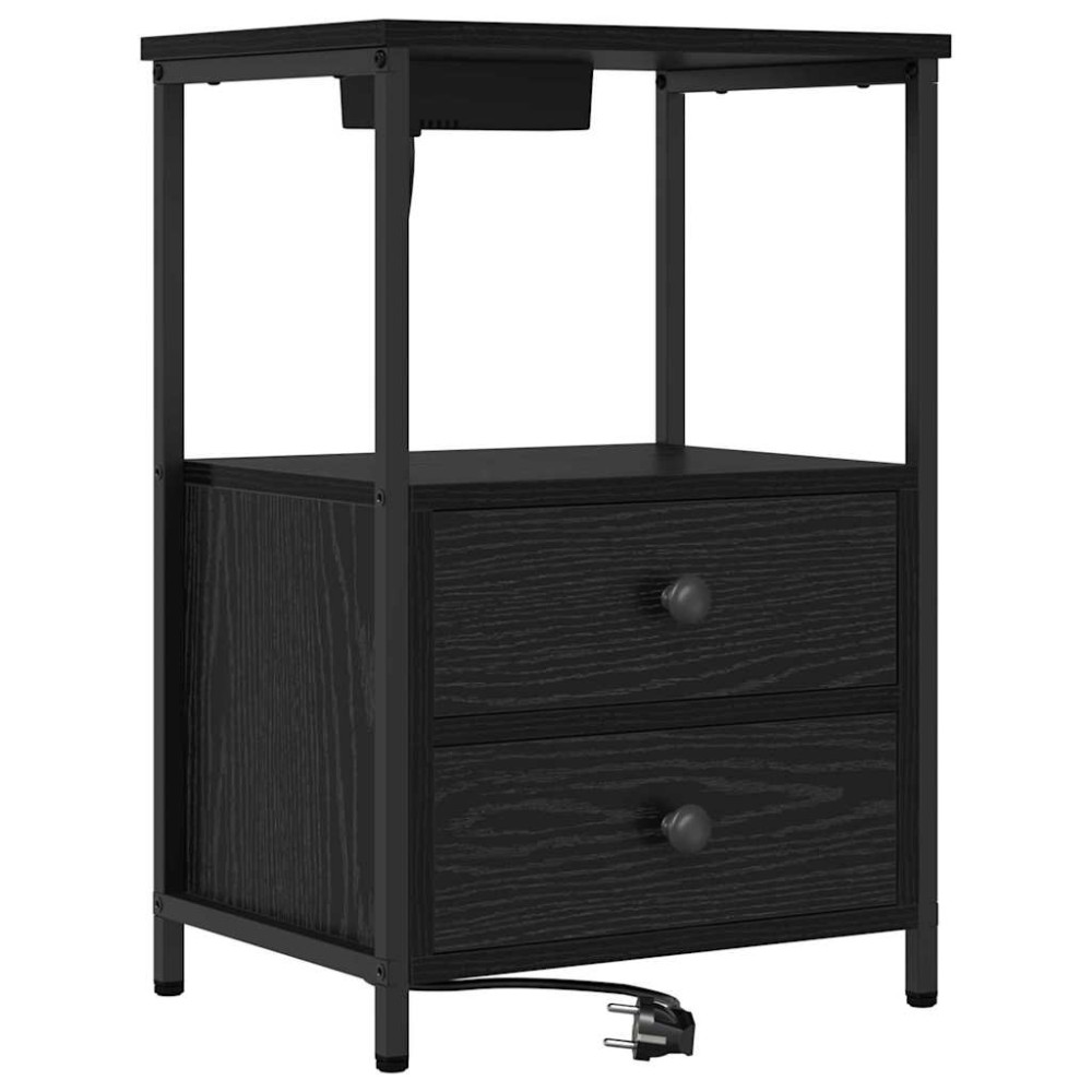 vidaXL Κομοδίνο Μαύρη Οξυά 40 x 31 x 60 εκ. Επεξεργασμένο Ξύλο