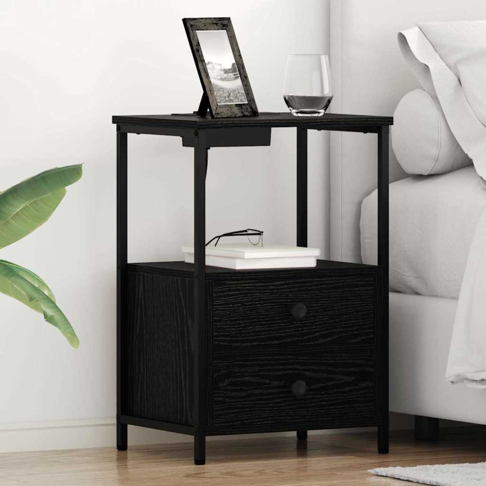 vidaXL Κομοδίνο Μαύρη Οξυά 40 x 31 x 60 εκ. Επεξεργασμένο Ξύλο