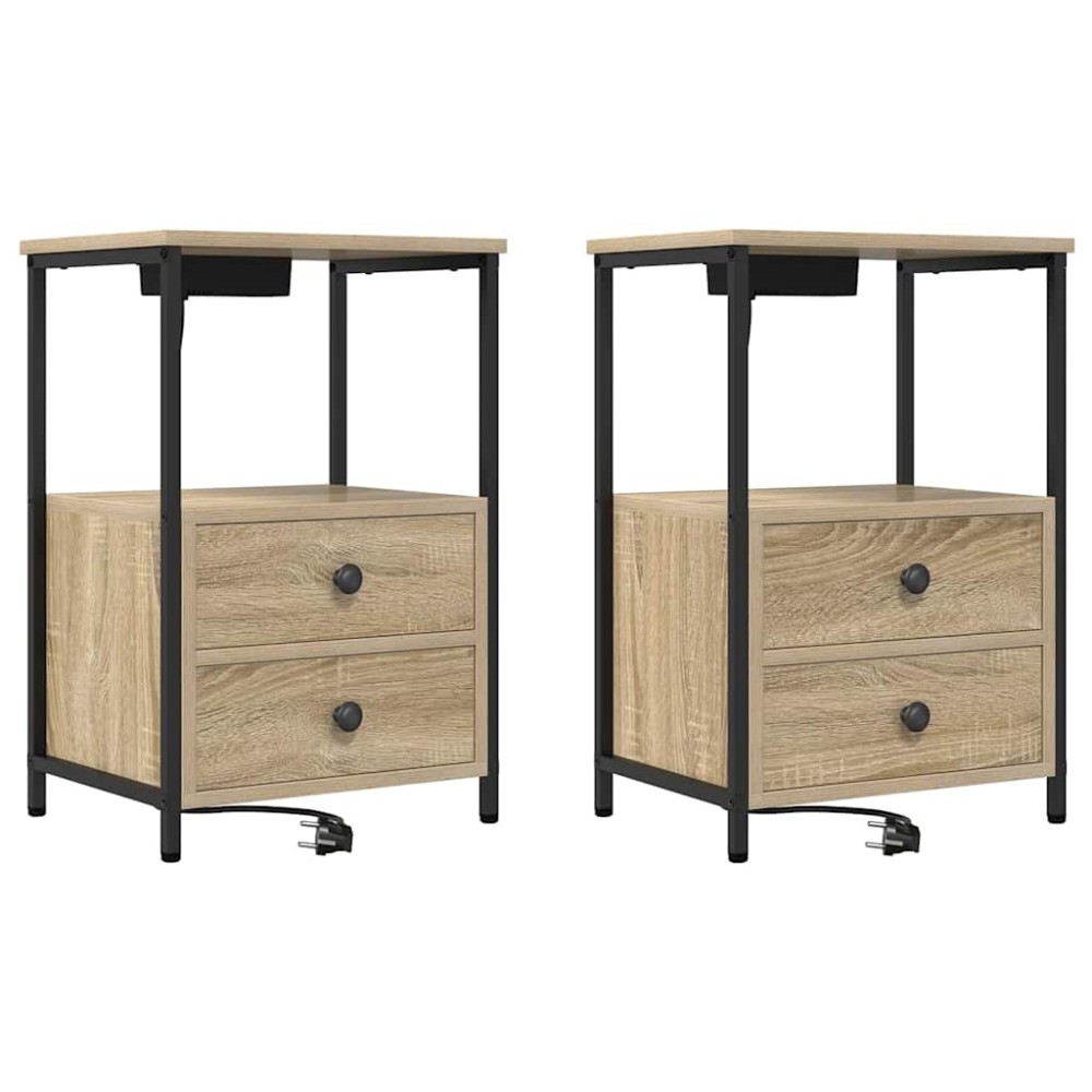 vidaXL Κομοδίνο 2 τεμ. Δρύς Sonoma 40 x 31 x 60 εκ. Επεξεργασμένο Ξύλο