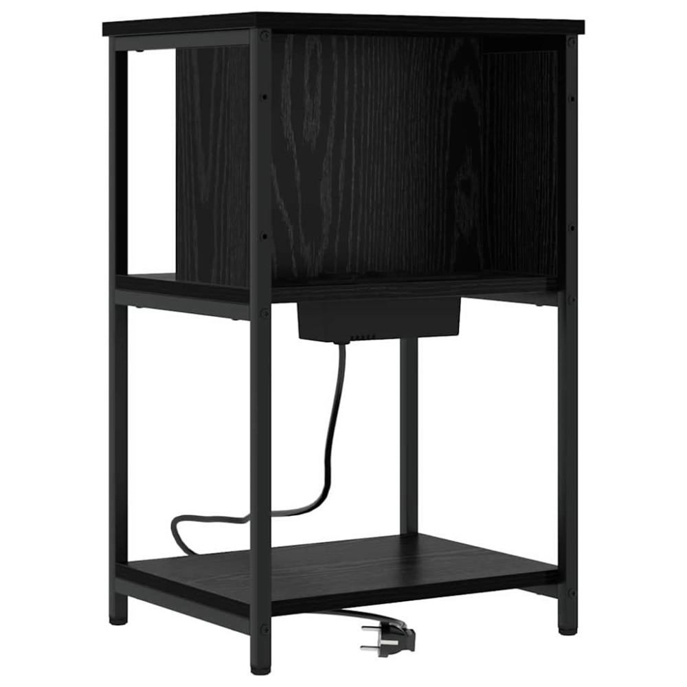 vidaXL Κομοδίνο Μαύρη Οξυά 38 x 31 x 61 εκ Επεξεργασμένο Ξύλο