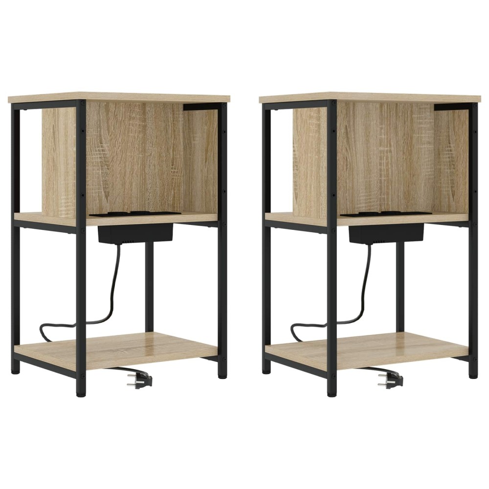 vidaXL Κομοδίνο 2 τεμ. Δρύς Sonoma 38 x 31 x 61 εκ Επεξεργασμένο Ξύλο