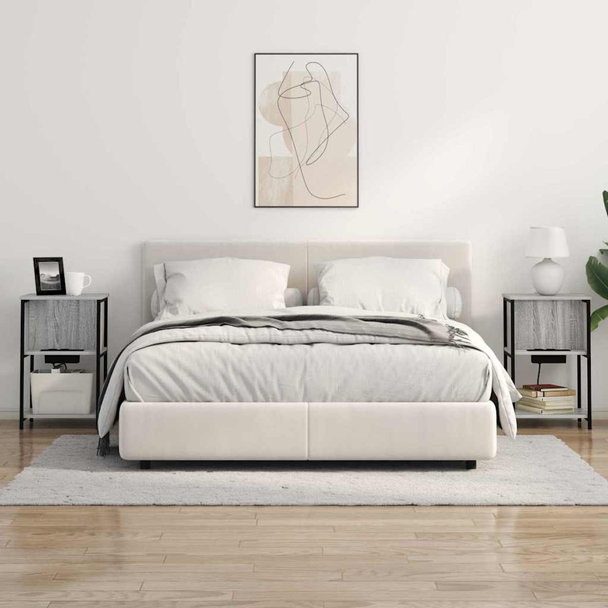 vidaXL Κομοδίνο 2 τεμ. Γκρίζο Σονομα 38 x 31 x 61 εκ